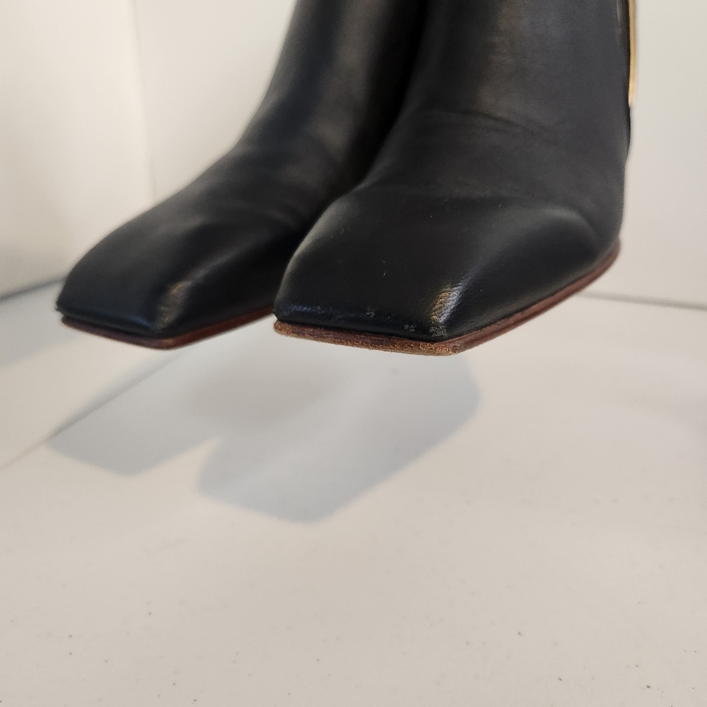 John Fluevog Super Fine Prestige Black Leather Slip On High Heel Shoes Size 9.5 - Picture 12 of 15
